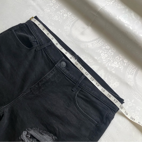 Express Jeans Black Ripped Jeans Denim Pants Women’s Size 12R Mid-Rise Leggings - Picture 8 of 16
